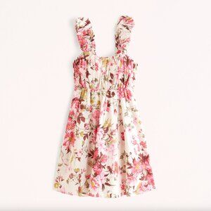 Abercrombie & Fitch Puff Strap Babydoll Mini Dress – Small (Pink Floral)